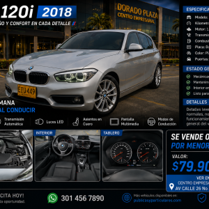 VENDO O PERMUTO MENOR VALOR O PLACA BLANCA BMW 2018 120i 2.0