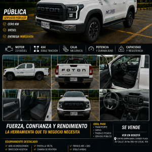Foton Tunland G7 2027 Pública 2.0 Diésel 4x4 Mecánica – Cero Kilómetros  Potencia, rendimiento y capacidad de trabajo en una sola camioneta.